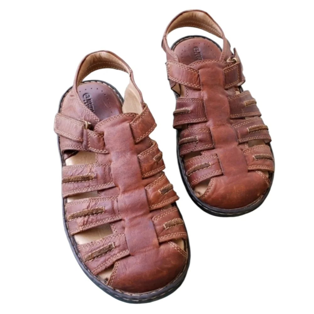 Magellan Outdoors Brown Leather Fisherman Sandals Men’s 11 Excellent Condition